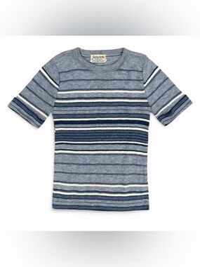 Women True Vintage 1970s Justin Charles Cuff Sleeve Knit Form Fitted Blue Top XS